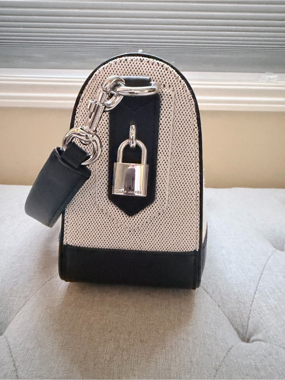 Marc Jacobs gray and Black Canvas Shoulder Bag with Logo Trim